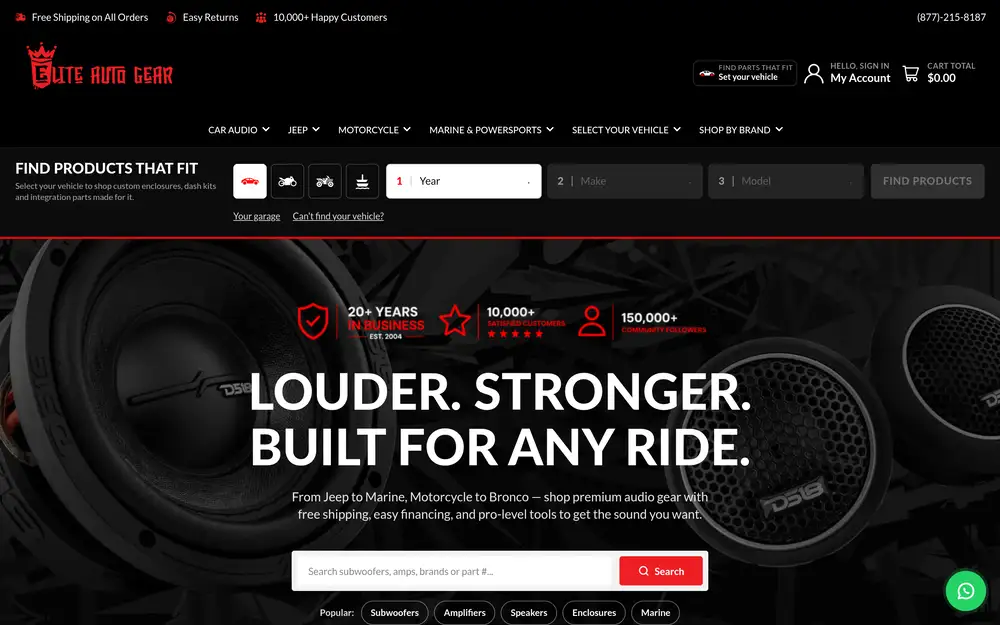 Elite Auto Gear homepage