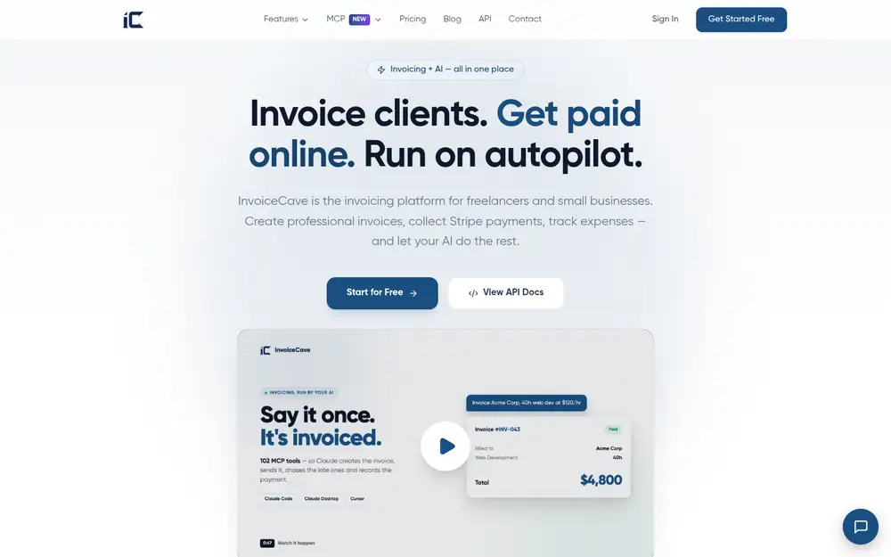 InvoiceCave homepage