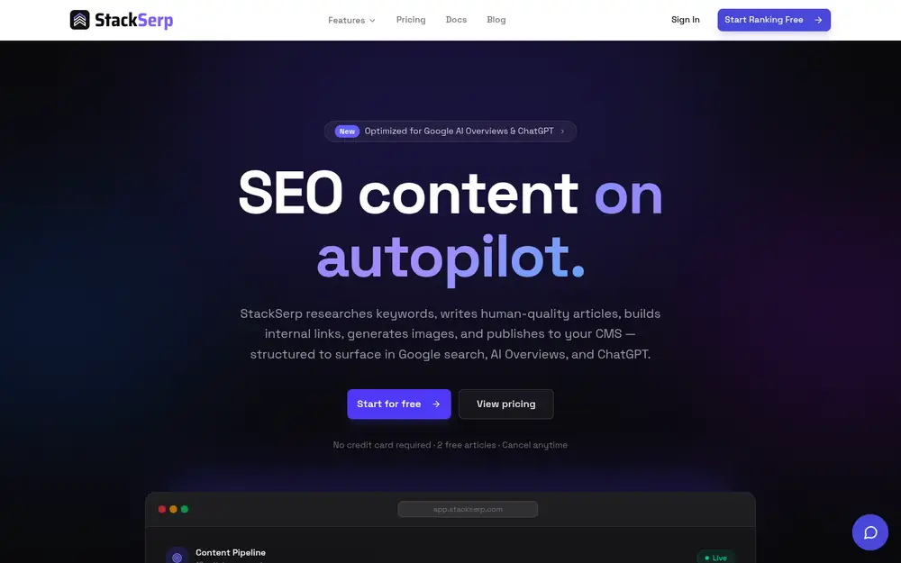StackSerp homepage